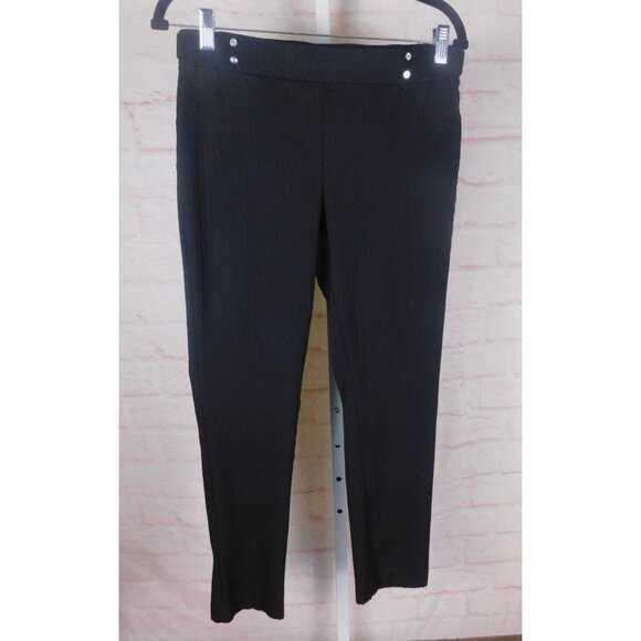 Rafaella Black Textured Slim Pants Womens 8 Career Comfort Stretch - Picture 1 of 12